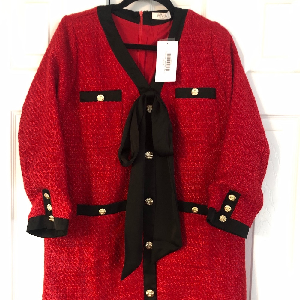 Elegant Red and Black Women's Dress